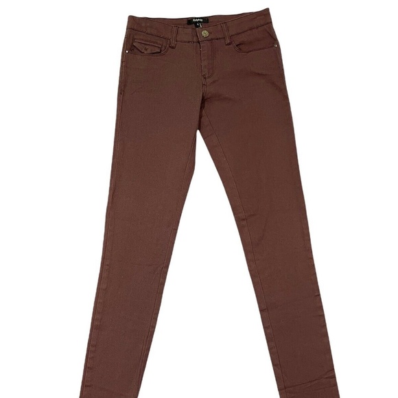 RoloyPoly Maroon Skinny Stretch Denim Jeans Ladies| Girls Juniors Size; S & L - Picture 1 of 3